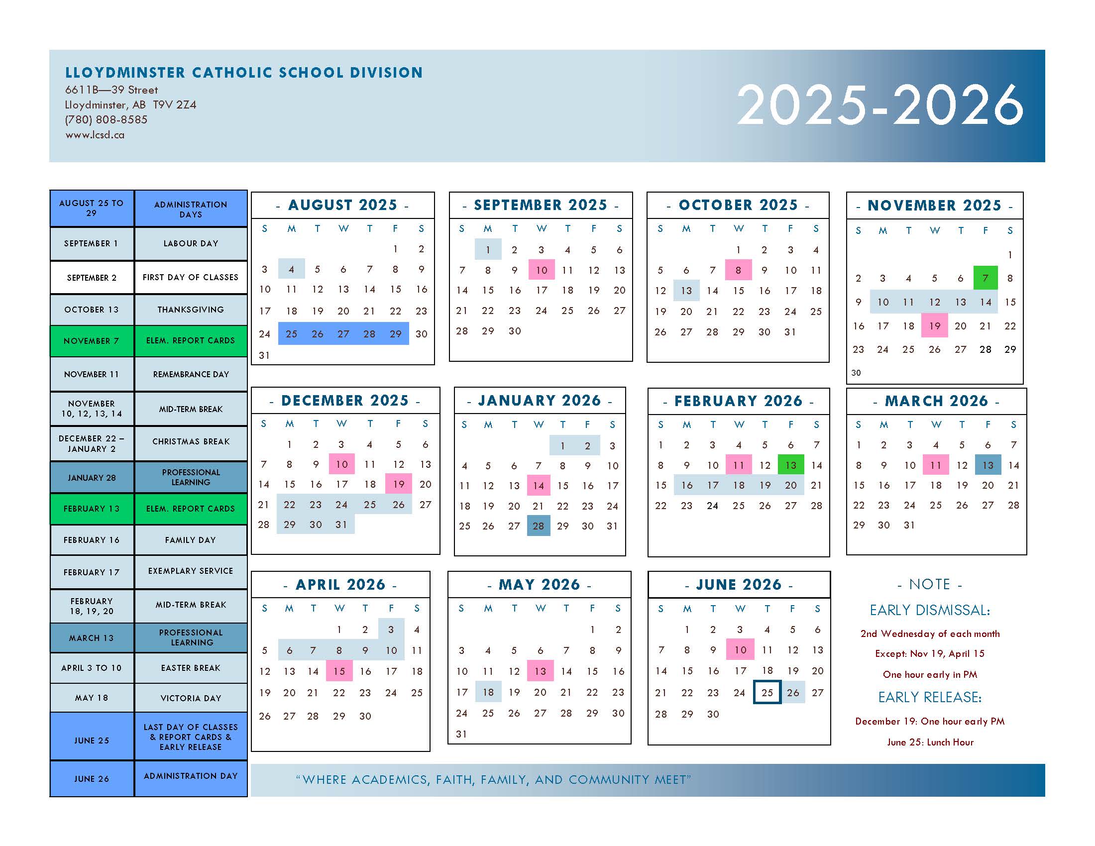 LCSD 2025 2026 School Year Calendar